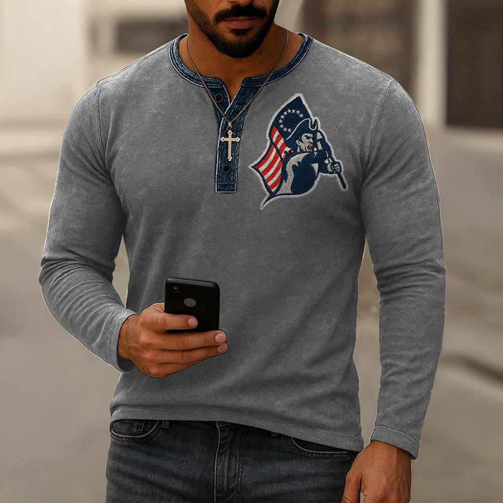 New England Patriots Merch Pat Patriot Game Day Button Long Sleeve Football Clothing Men Gifts