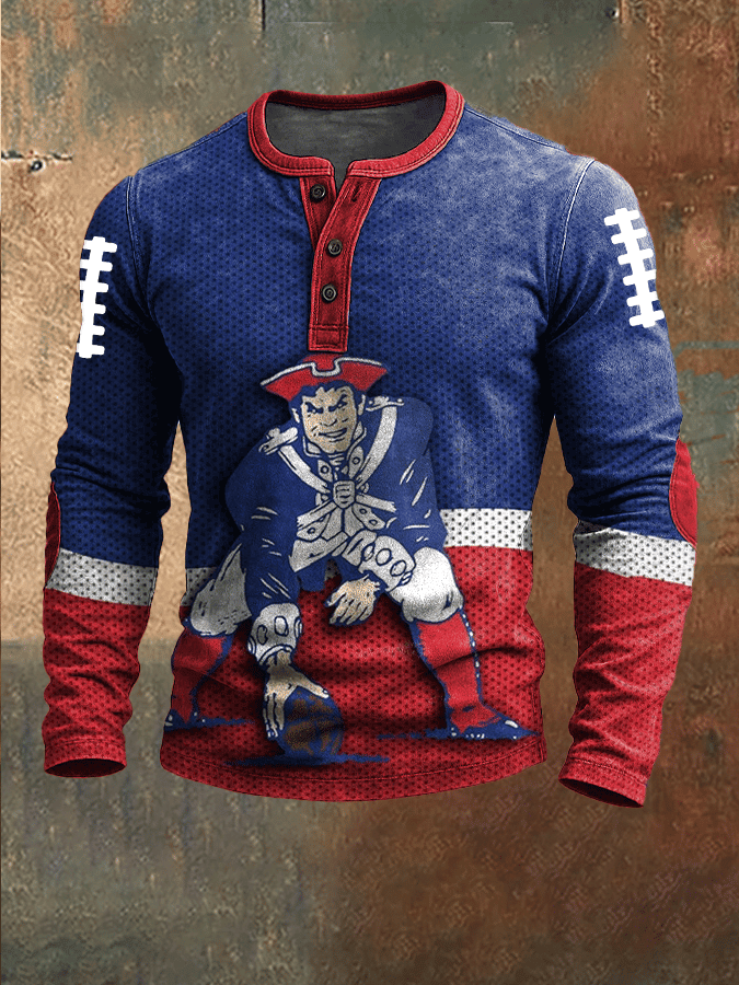 New England Patriots Merch Pat Patriots Button Long Sleeve Shirt Game Day Clothing
