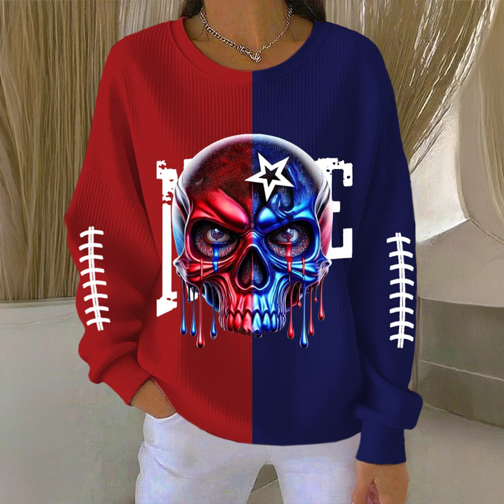 New England Patriots Merch Patriot Skull Sweatshirt Football Sweatshirt Best Gift Ideas