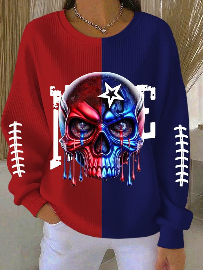 New England Patriots Merch Skull Graphic Sweatshirt Game Day Apparel Cool Gifts For Fans