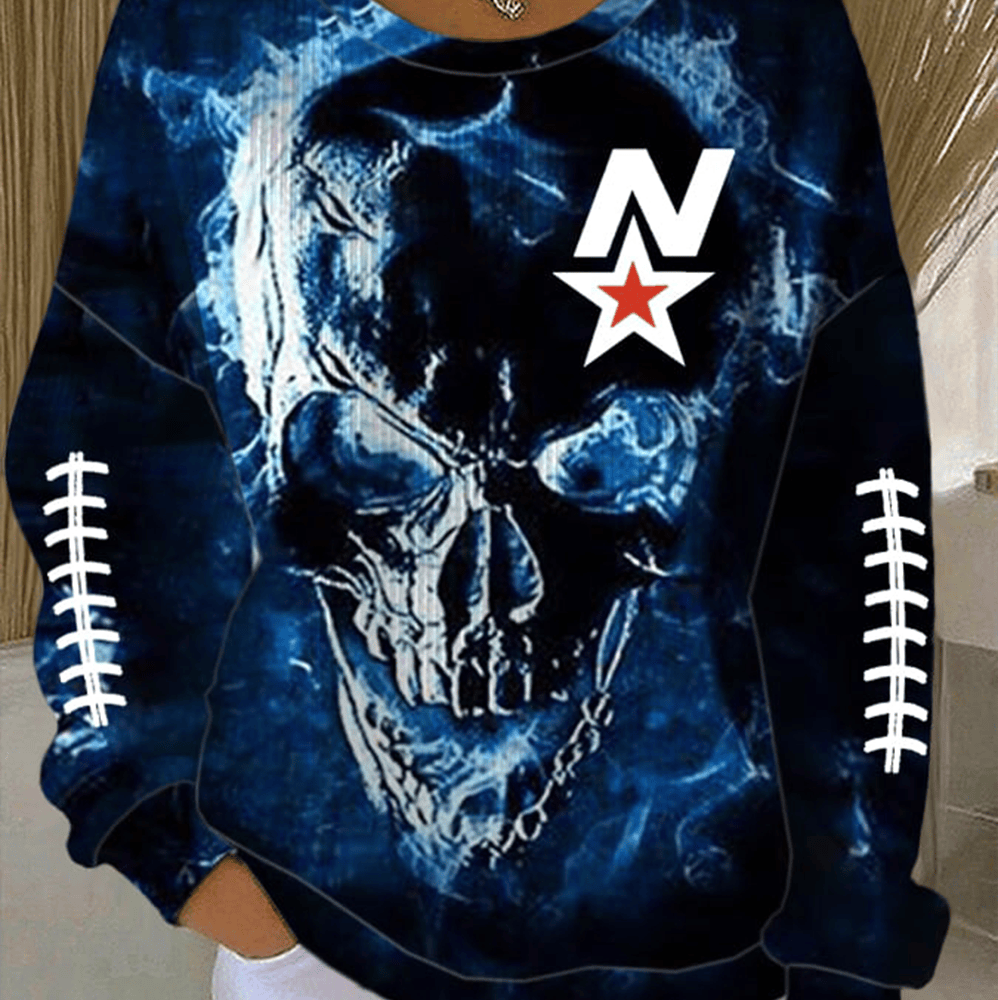 New England Patriots Skull Art Sweatshirt Game Day Football Clothing Fan Gear