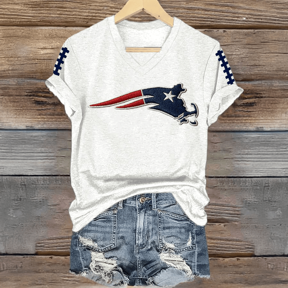 New England Patriots V-Neck Shirt Football Clothes Unique Gift For Her