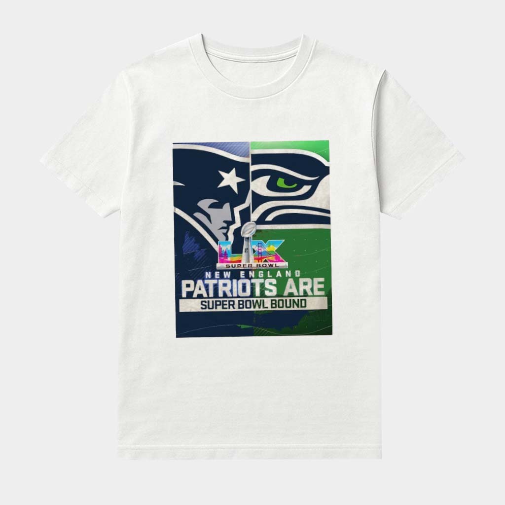 New England Vs Seattle Super Bowl Lx 2026 Bound Shirt Halftime Show Apparel Football Fans Gifts