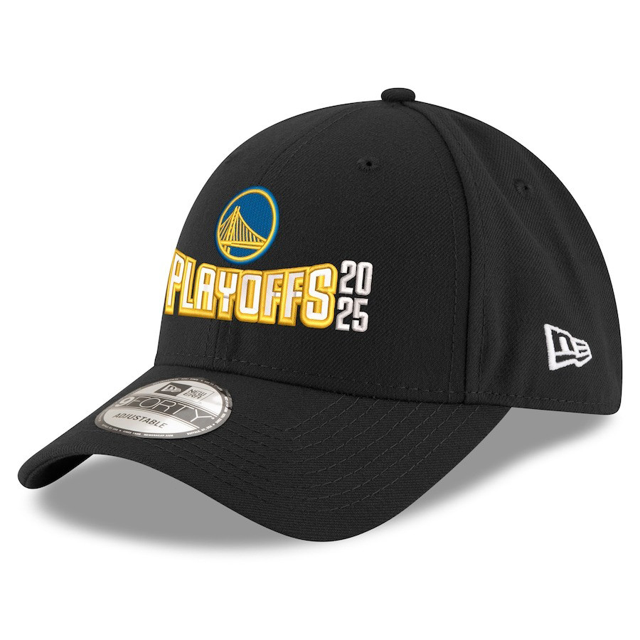 New Era Black Golden State Warriors 2025 NBA Playoffs 9FORTY Hat Gifts For Husband