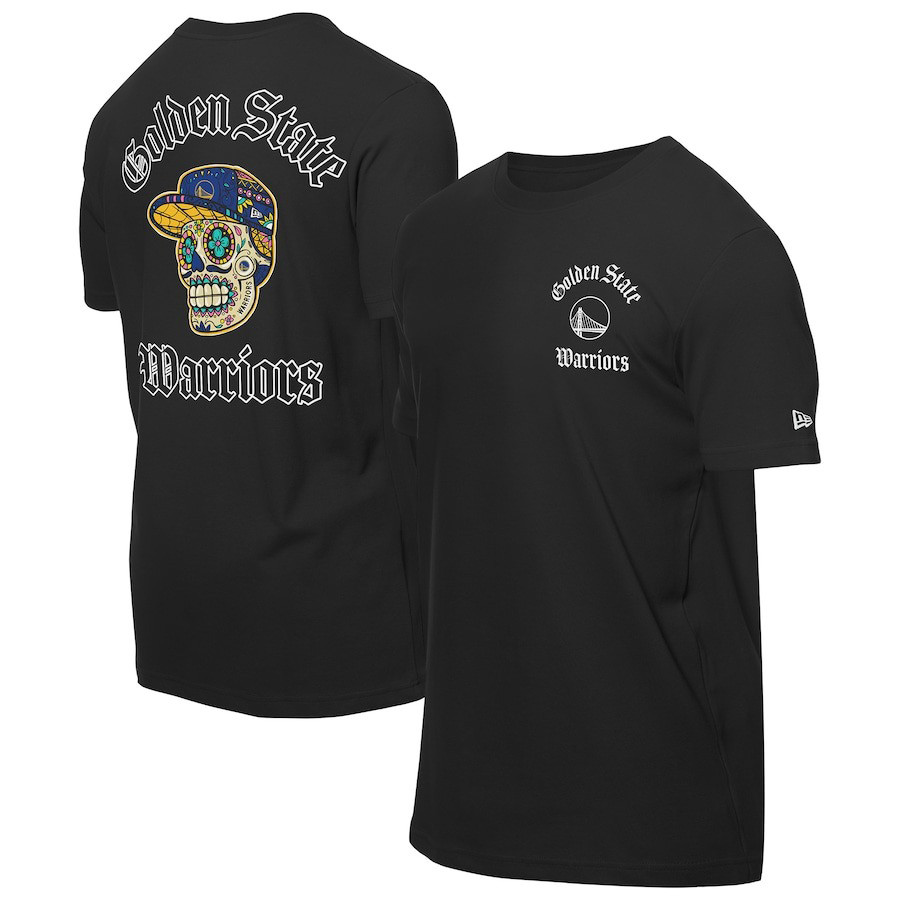 New Era Black Golden State Warriors Sugar Skulls T-Shirt Basketball Enthusiast Gifts