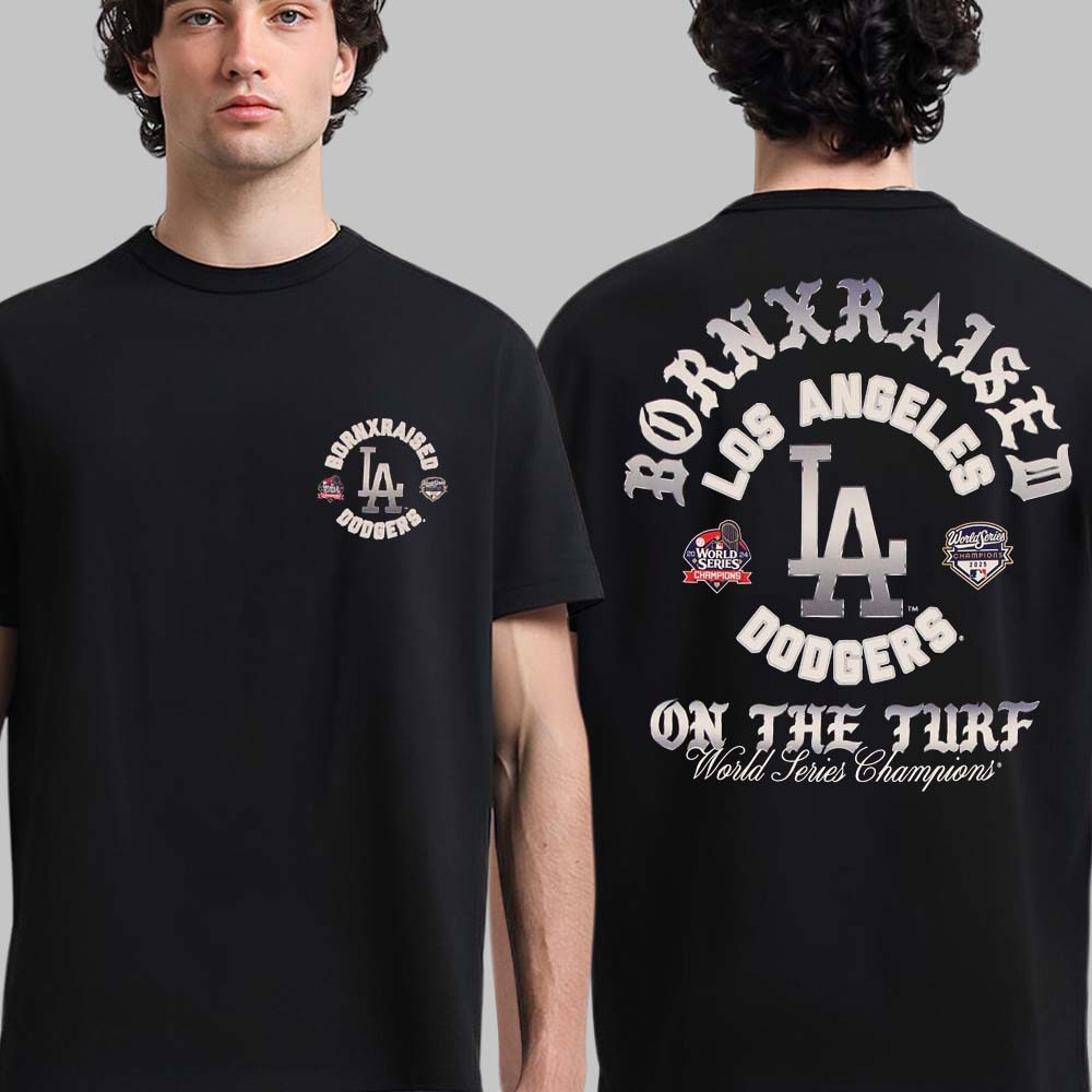 New Era Los Angeles Dodgers X Born x Raised On The Turf T-Shirt Baseball Clothes Fan Gear