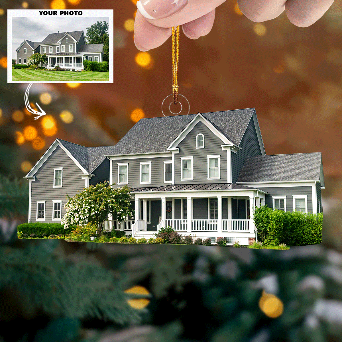 New Home Personalized Photo Mica Ornament Christmas Gift For Family Members