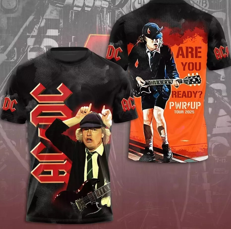 New Hot 2025 ACDC Pwr Up World Tour T-Shirt Tour Rock Band Shirt Gift ACDC Fans