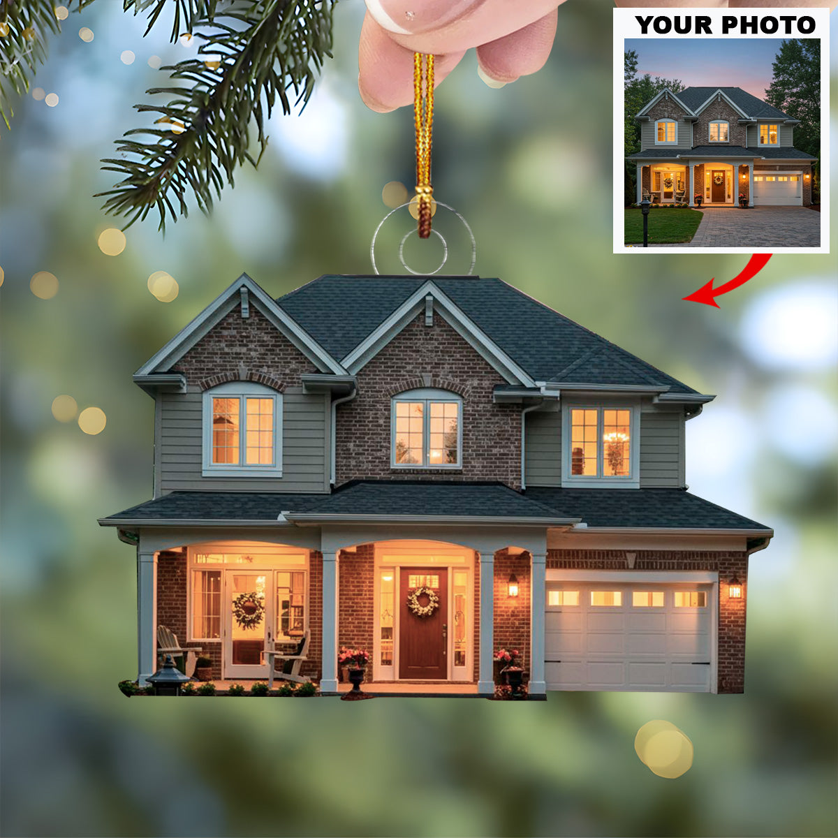 New House Personalized Photo Mica Ornament Christmas Gift For Family Members