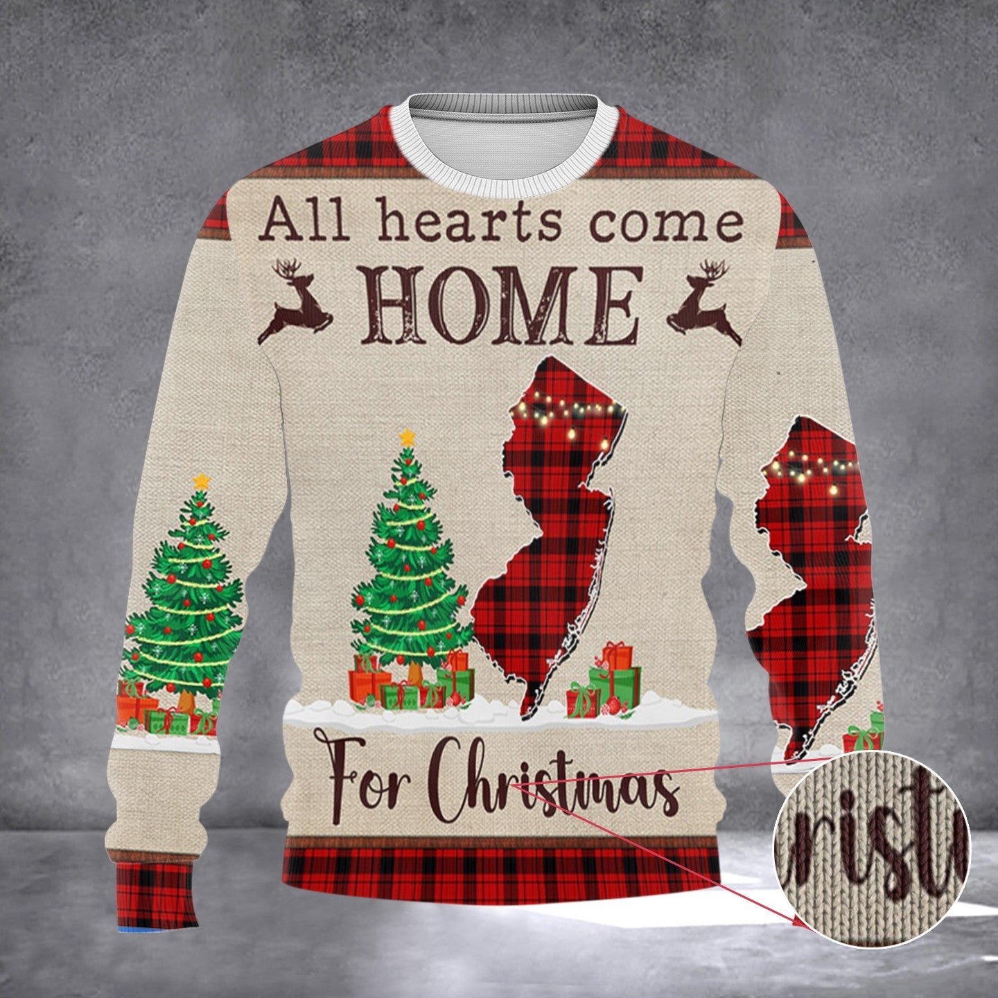 New Jersey All Hearts Come Home Ugly Christmas Sweater NJ Christmas Gifts For Family New Jersey All Hearts Come Home Ugly Christmas Sweater NJ Christmas Gifts For Family