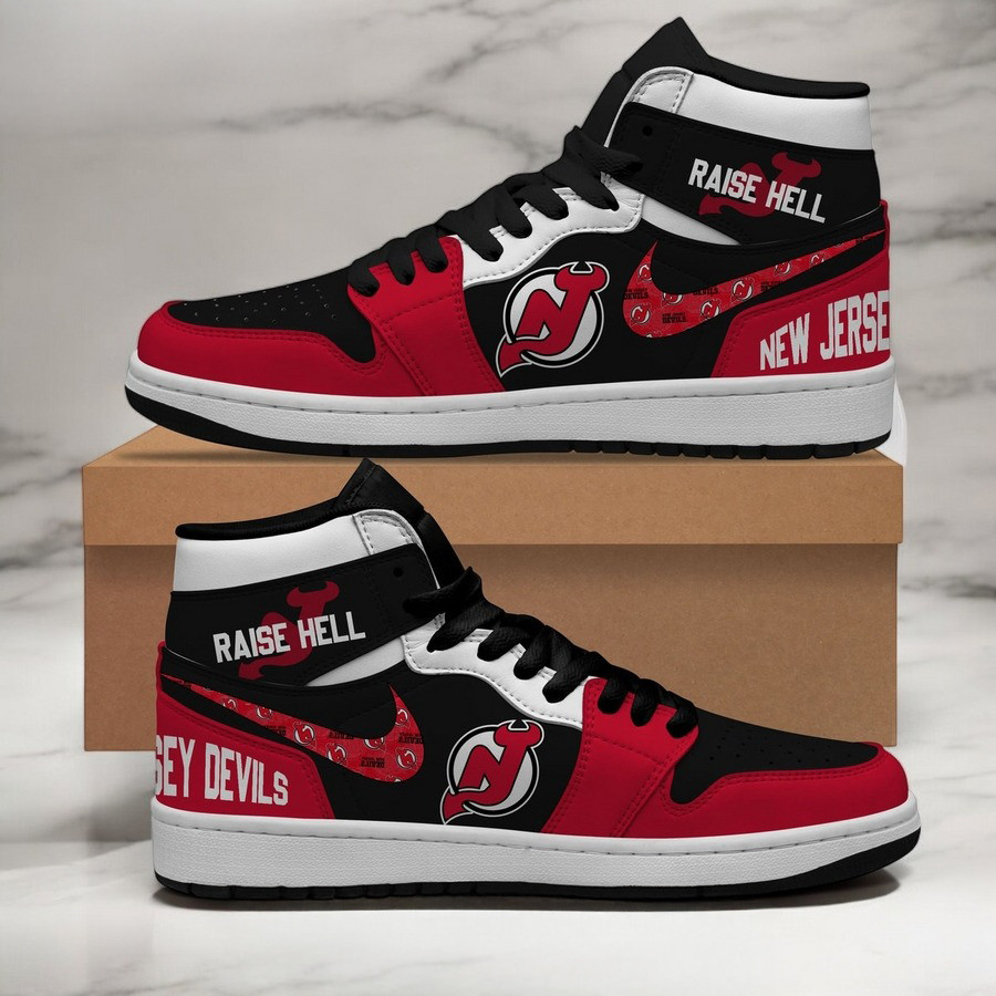 New Jersey Devils Raise Hell Air Jordan 1 Shoes Gift Ideas For Hockey Fans