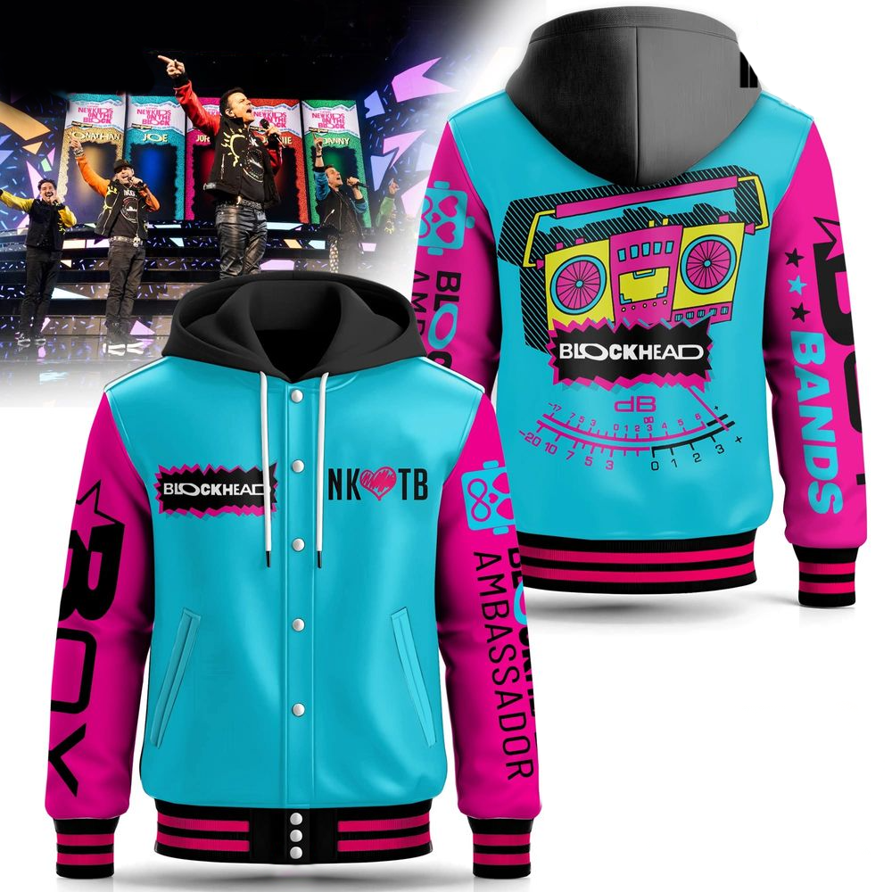 New Kids On The Block Blockhead Hooded Varsity Jacket Dad Fathers Day Gifts