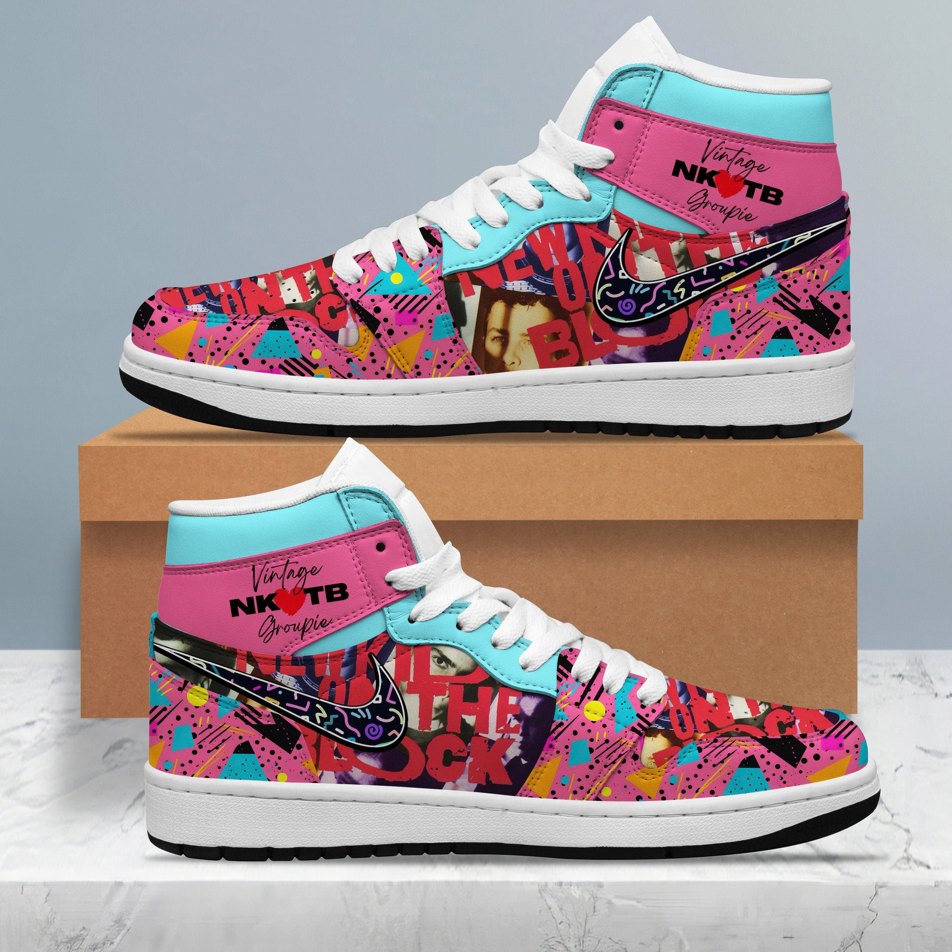 New Kids On The Block Vintage Air Jordan High Top Shoes Gifts For Sister