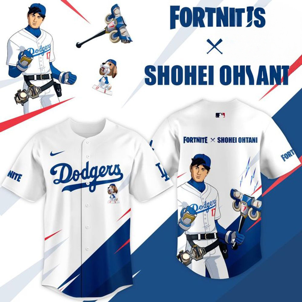 New LA Dodgers x Fortnite x Shohei Ohtani Baseball Jersey Baseball Coach Gift Ideas