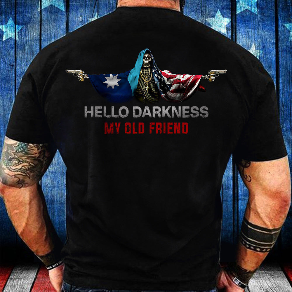 New Minnesota Flag Hello Darkness My Old Friend Shirt USA Flag Skull With Gun Graphic Tee New Minnesota Flag Hello Darkness My Old Friend Shirt USA Flag Skull With Gun Graphic Tee