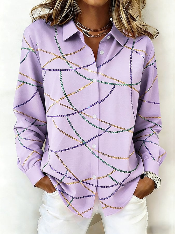 New Orleans Mardi Gras Button Up Shirt Long Sleeve Mardi Gras Button Down Fleur De Lis Shirt