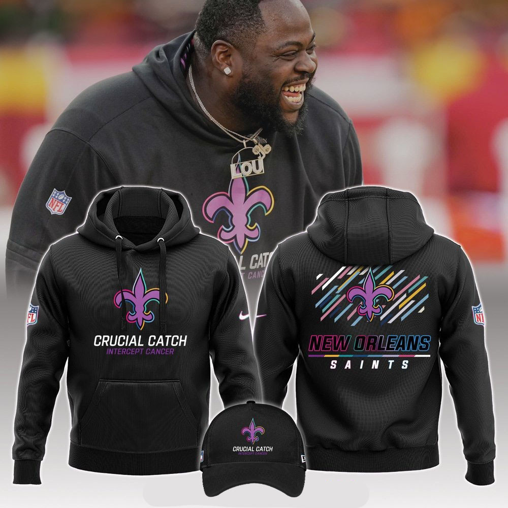 New Orleans Saints Crucial Catch Intercept Cancer 2024 Hoodie Gifts For Fan