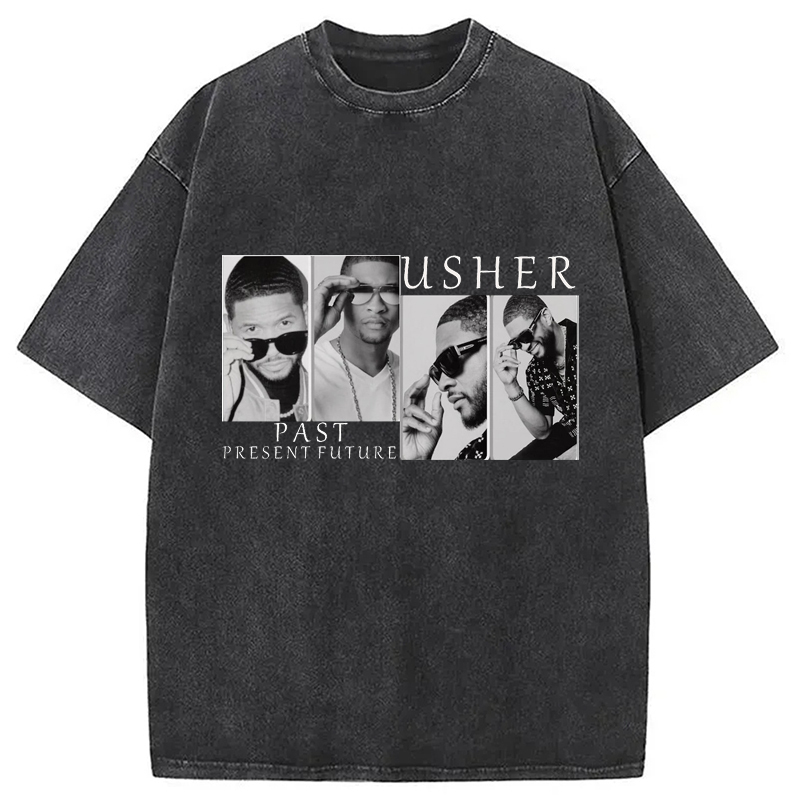 New Usher Past Present Future Tour Washed T-Shirt Minimal Retro Graphic Clothing Gifts For Him New Usher Past Present Future Tour Washed T-Shirt Minimal Retro Graphic Clothing Gifts For Him