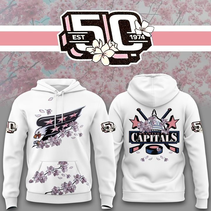 New Washington Capitals Blossom Hoodie 50Th Anniversary Hockey Fan Merch