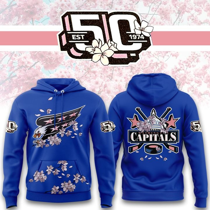 New Washington Capitals Blossom Hoodie 50Th Anniversary Hockey Fan Merch