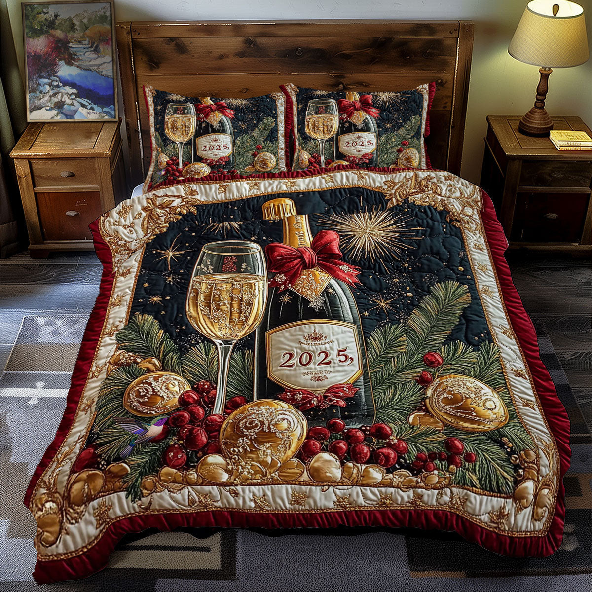 New Year Party Bedding Set Perfect Gift For Friends and Family on Christmas Day