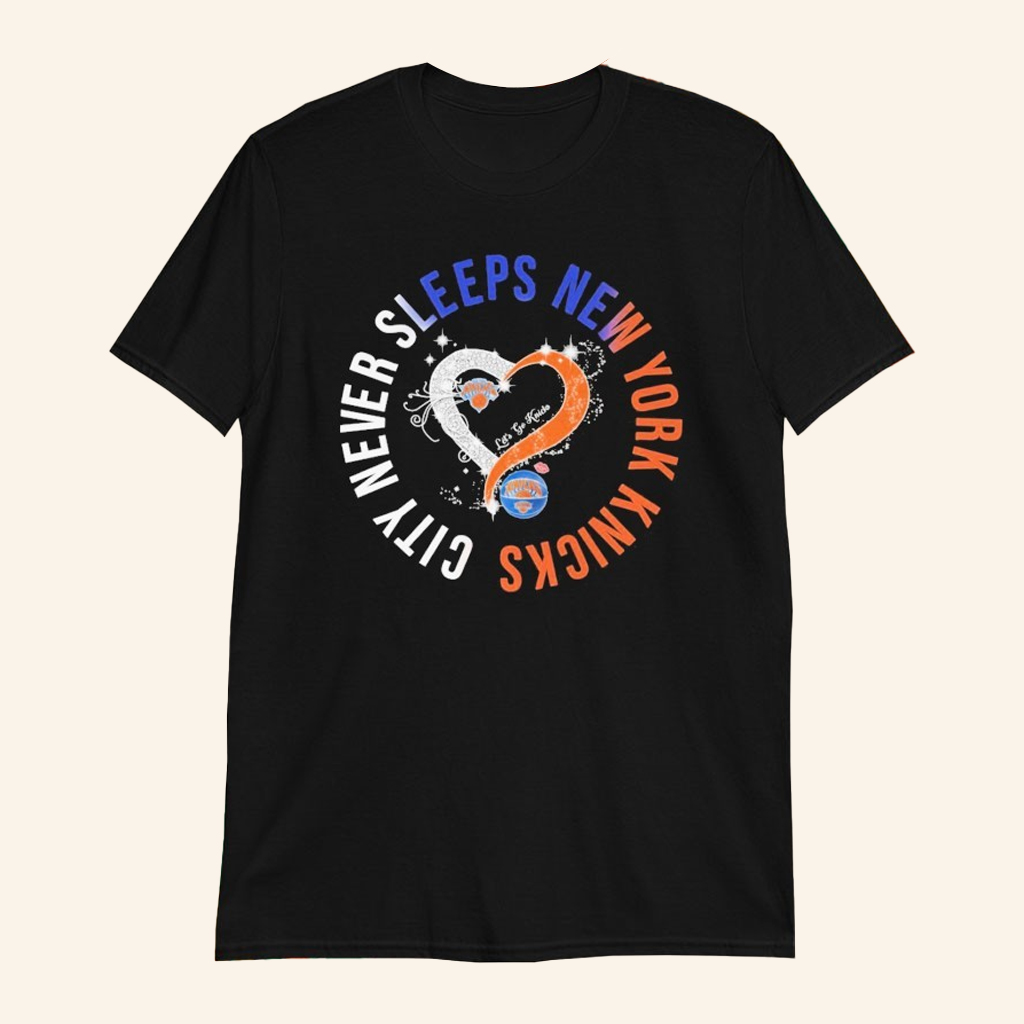 New York Basketball Never Sleeps Diamond Heart T-Shirt Fan Merch Gifts For Brothers