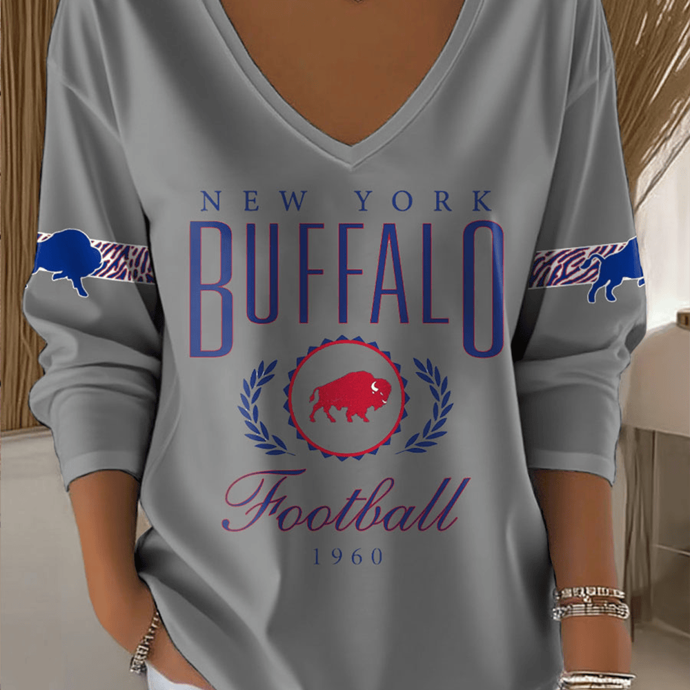 New York Buffalo Football 1960 V-Neck Long Sleeve Shirt Mafia Bills Clothing Gift Ideas