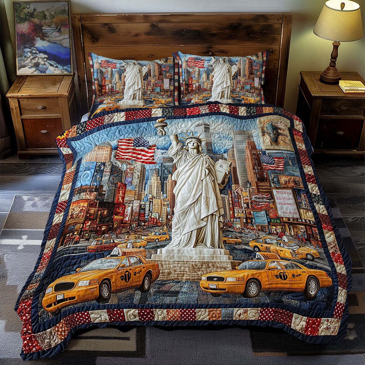 New York City Holiday Xmas Quilted Bedding Set Christmas Gifts For My Wife