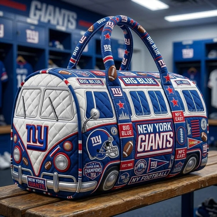 New York Giants Quilted Duffle Bag Big Blue NFL Fan Gear Est 1925 Best Gift For Giants Football Fans