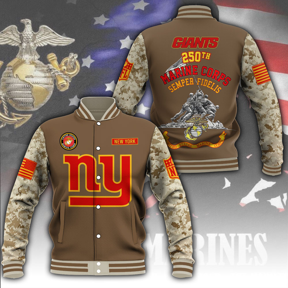New York Giants X US Marine Corps 250th Anniversary Jacket Best Gifts For Veterans