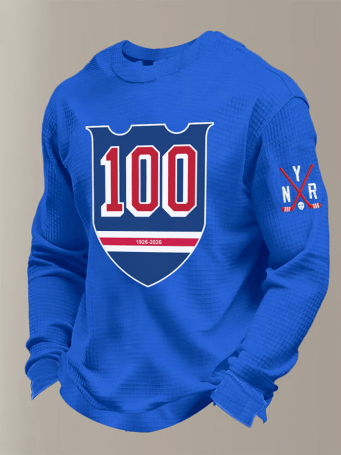New York Hockey Long Sleeve T-Shirt 100 Years Of Blue NYR Shirts Gifts For Hockey Fan