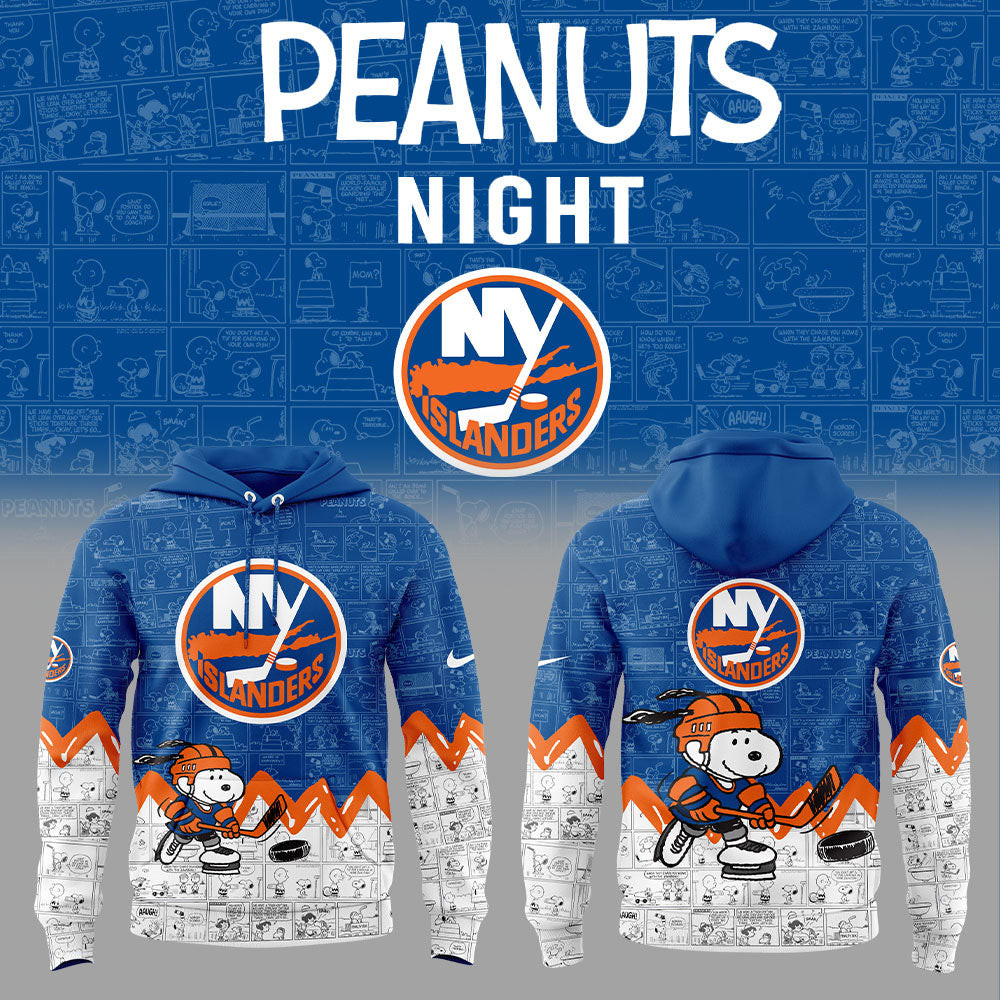 New York Islanders X Peanuts 75Th Anniversary Hoodie Gifts For Ice Hockey Fans