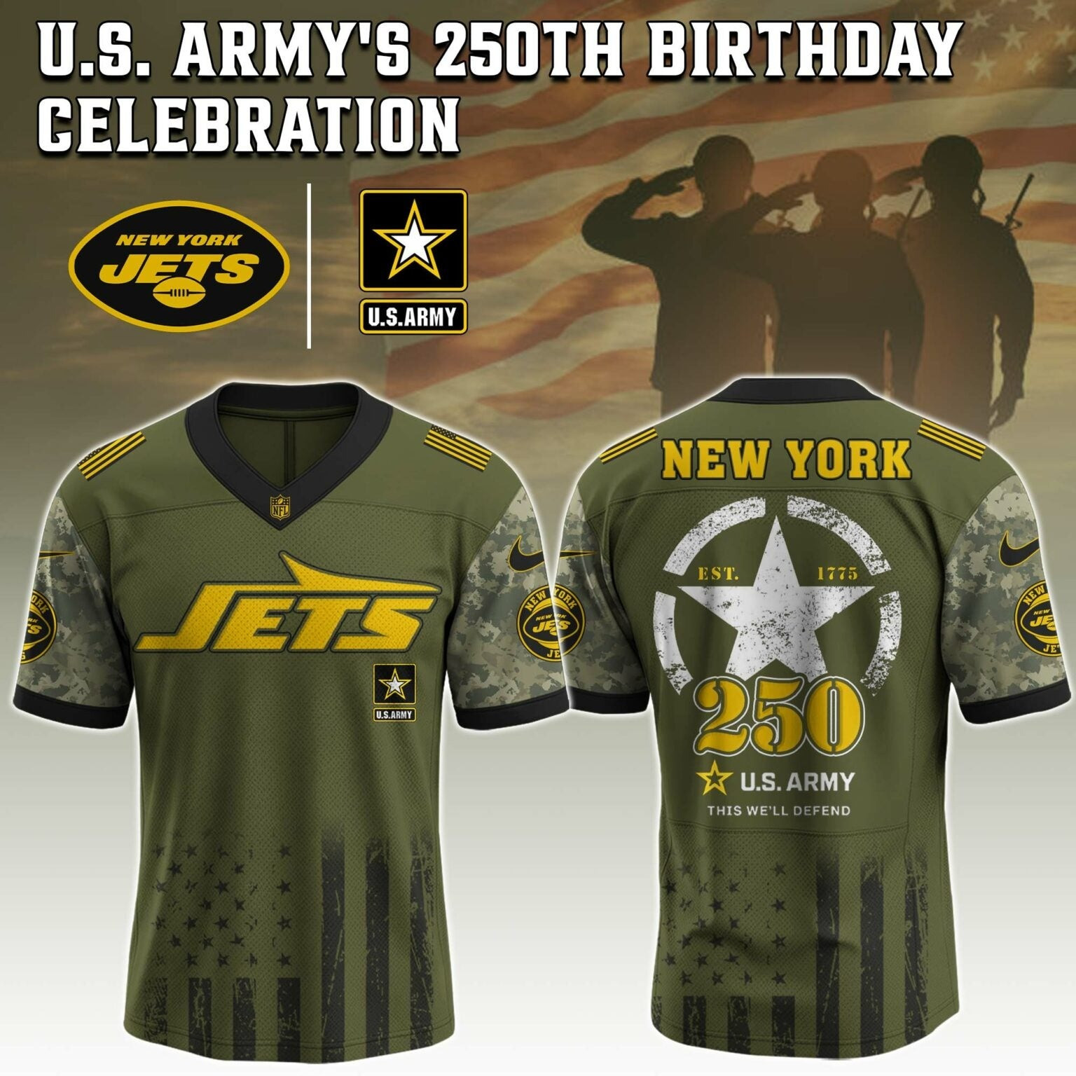 New York Jets NFL x 250 US ARMY Jersey Football Themed Gifts