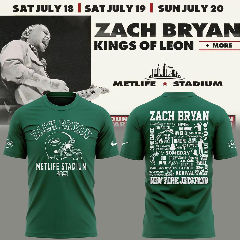 New York Jets x Zach Bryan Metlife Stadium Tour T-Shirt Gifts For My Husband