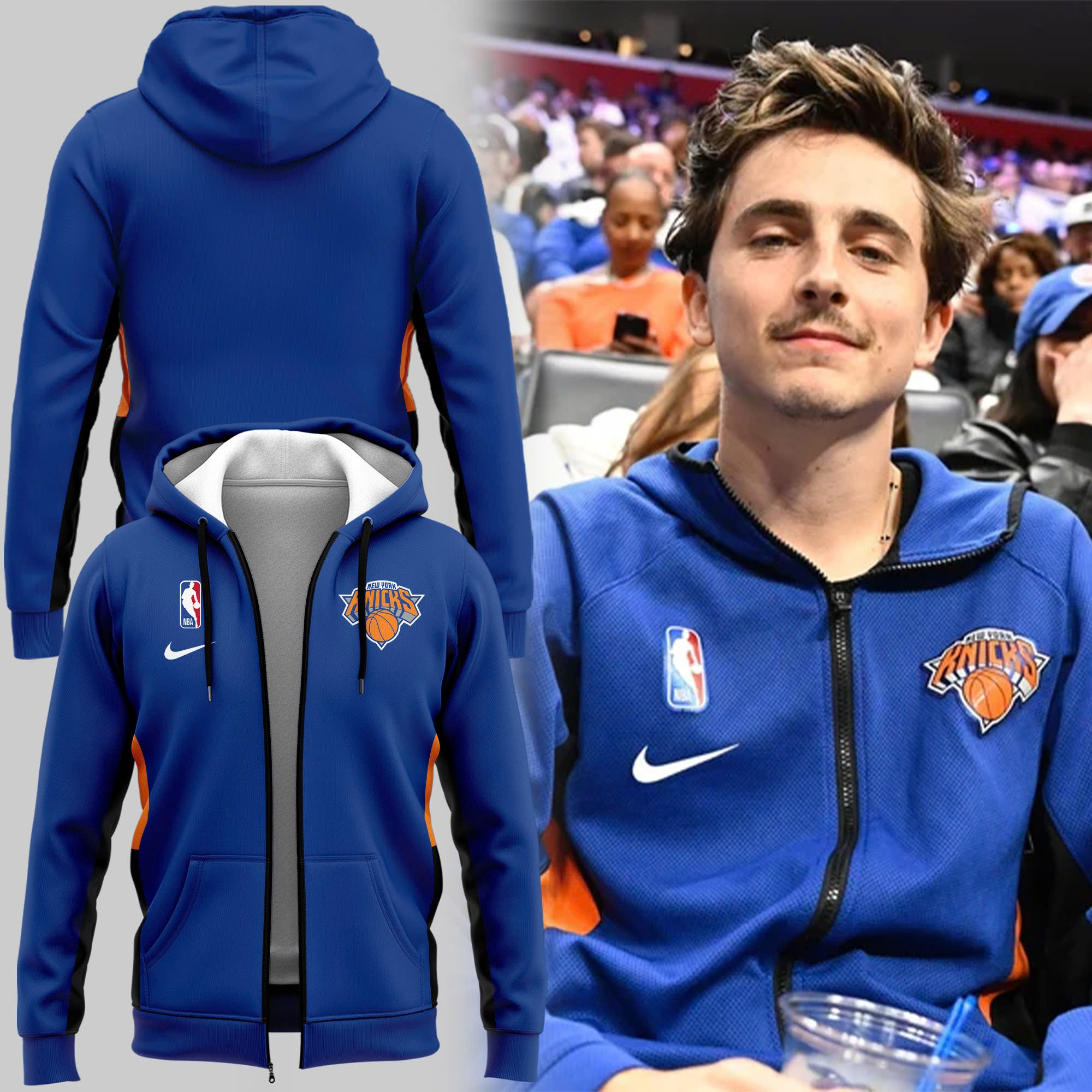 New York Knicks 2025 Zip Hoodie Timothee NBA NY Knicks Merch Gifts For Fans