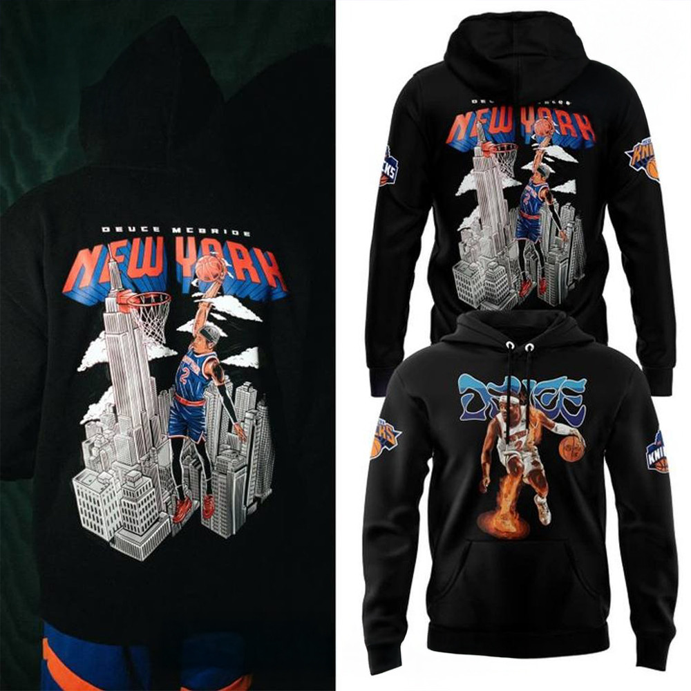 New York Knicks Deuce Mcbride Special Black Hoodie Great Gifts For Basketball Fans