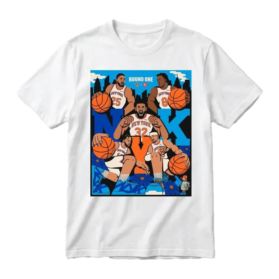 New York Knicks NBA team Round One Playoffs 2026 Poster T-Shirt New York Knicks Playoffs 2026 Merch