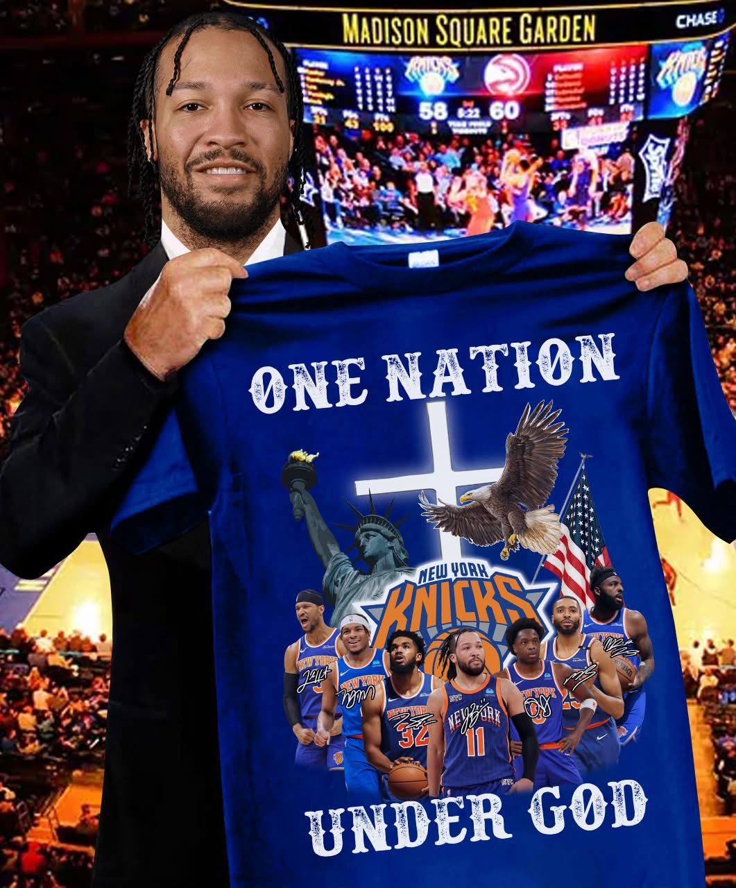 New York Knicks One Nation Under God T-Shirt Best Gifts For Basketball Lovers