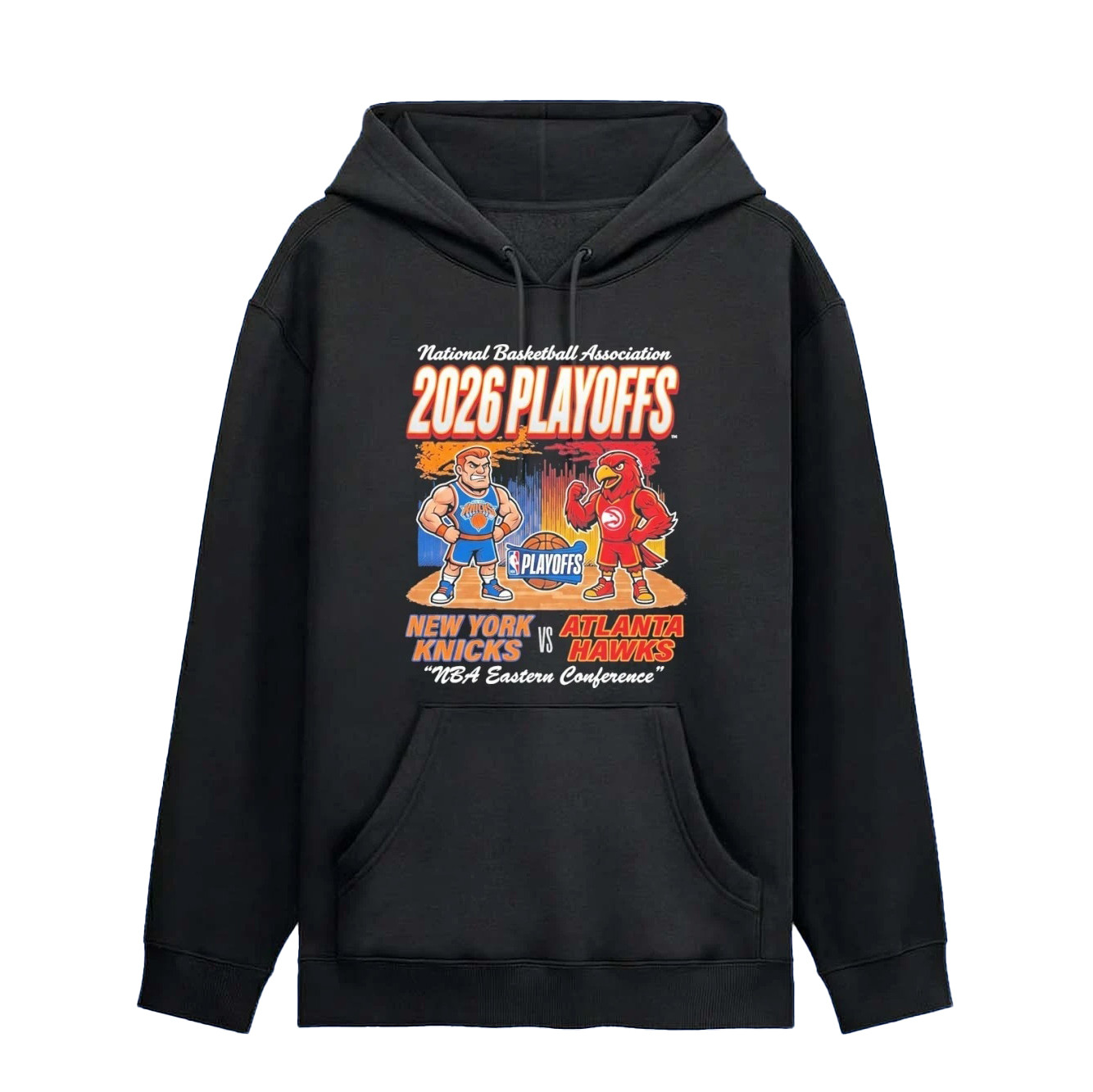 New York Knicks Vs Atlanta Hawks 2026 NBA Playoffs Mascot Matchup T-Shirt 2026 Playoffs Apparel Basketball Gear