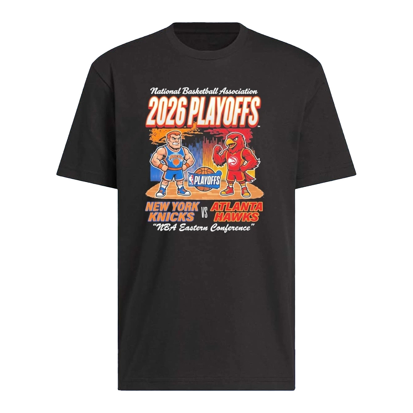 New York Knicks Vs Atlanta Hawks 2026 NBA Playoffs Mascot Matchup T-Shirt Basketball Clothes Unique Gift For Husband