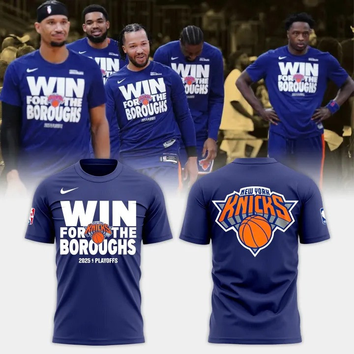 New York Knicks Win For The Boroughs 2025 NBA Playoffs T-Shirt NY Knicks Fan Gifts For Him