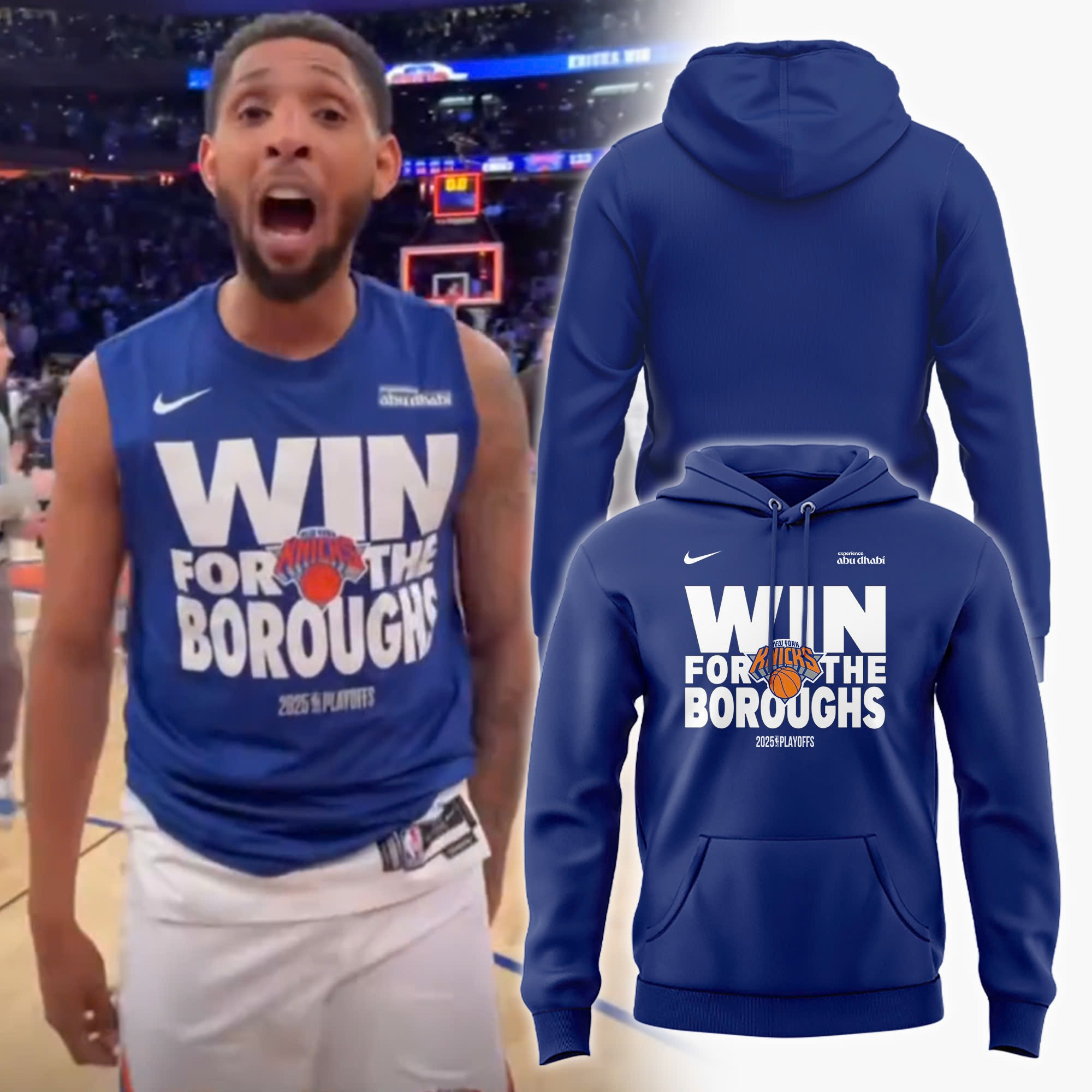 New York Knicks Win For The Boroughs NBA 2025 Playoffs Hoodie Basketball Knicks Fan Gifts