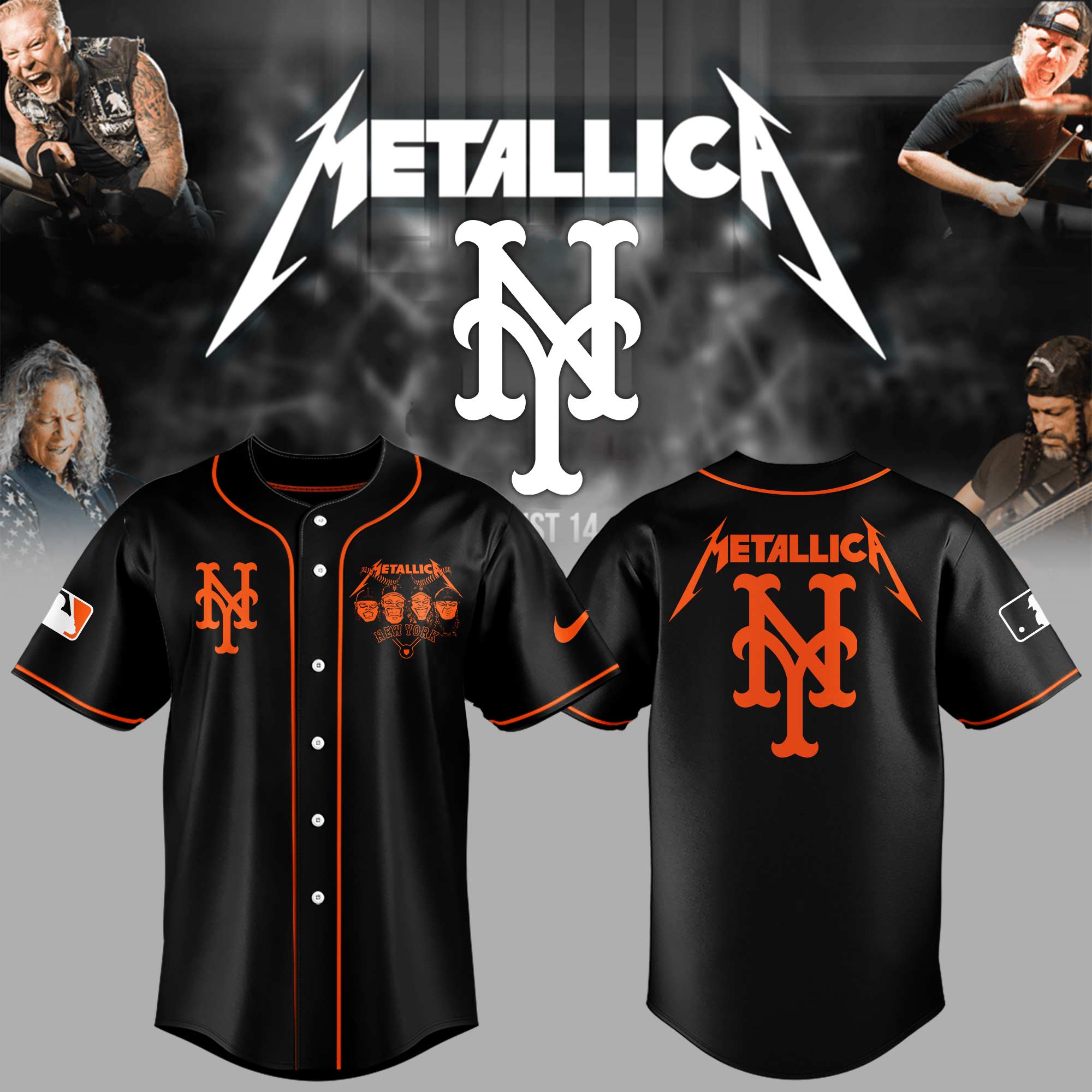 New York Mets Baseball Metallica Night Jersey Baseball Gift Ideas