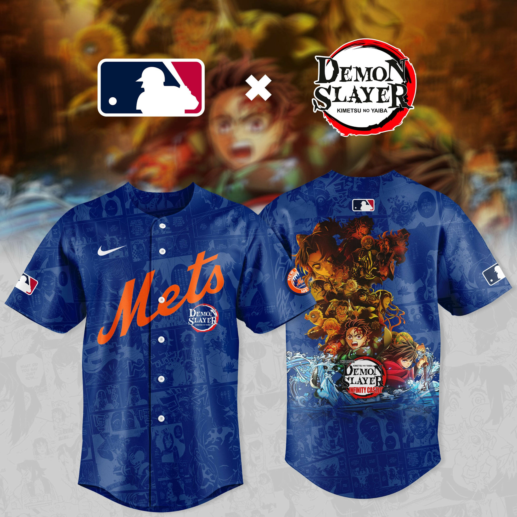 New York Mets Demon Slayer 2025 Baseball Jersey Gifts For Baseball Lovers