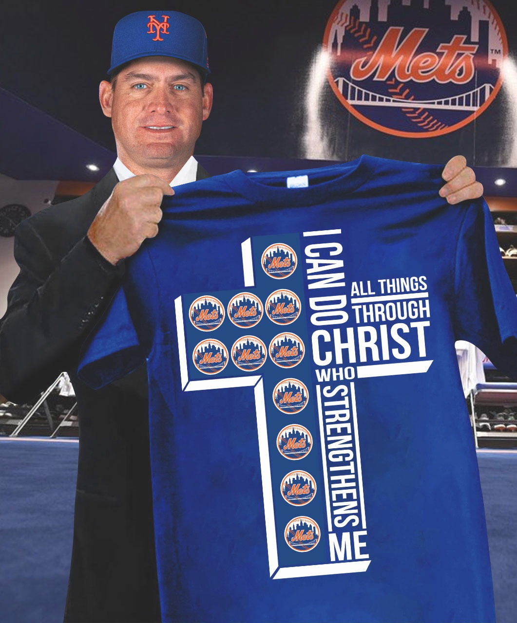 New York Mets Faith T-Shirt Can Do All Things Through Christ Who Strengthens Me Fan Gifts