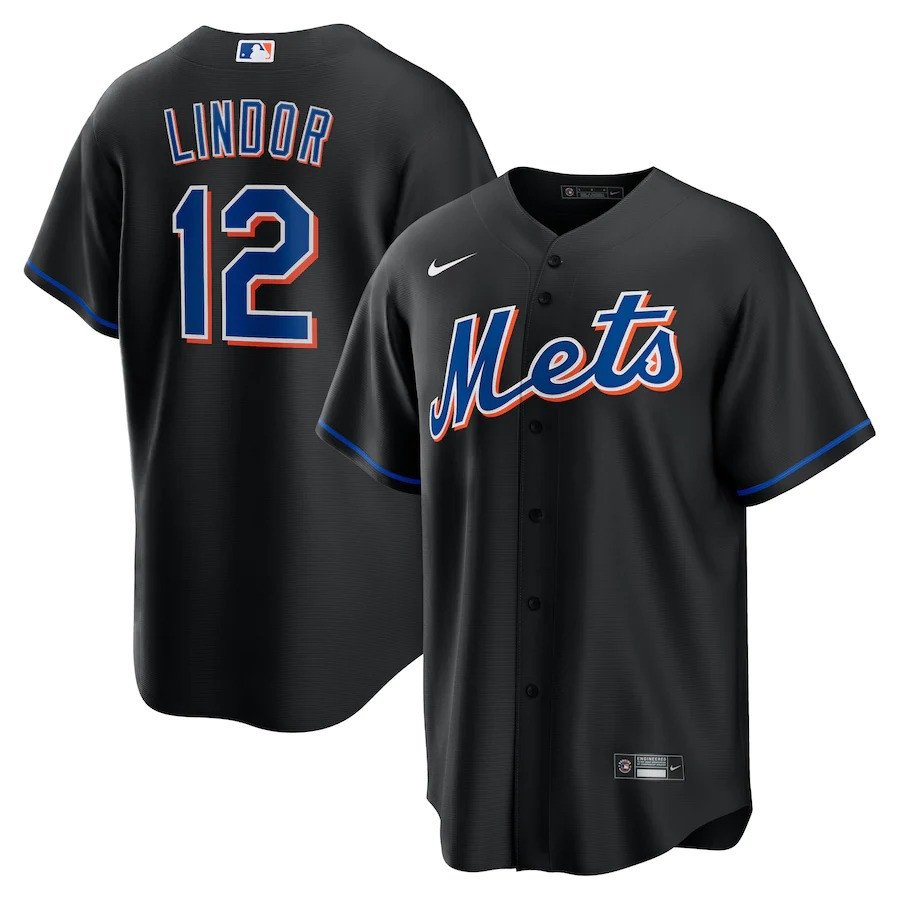 New York Mets Francisco Lindor Black 2022 Alternate Player Jersey Baseball Mom Gifts