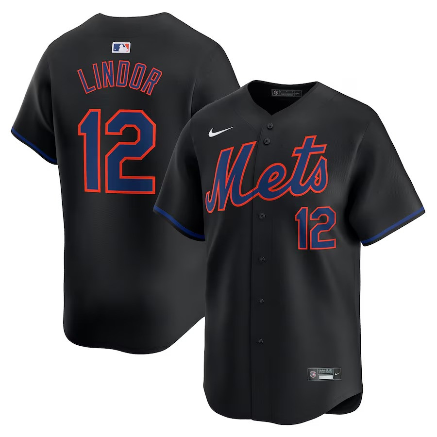 New York Mets Francisco Lindor Black Alternate Player Jersey Gifts For Baseball Players