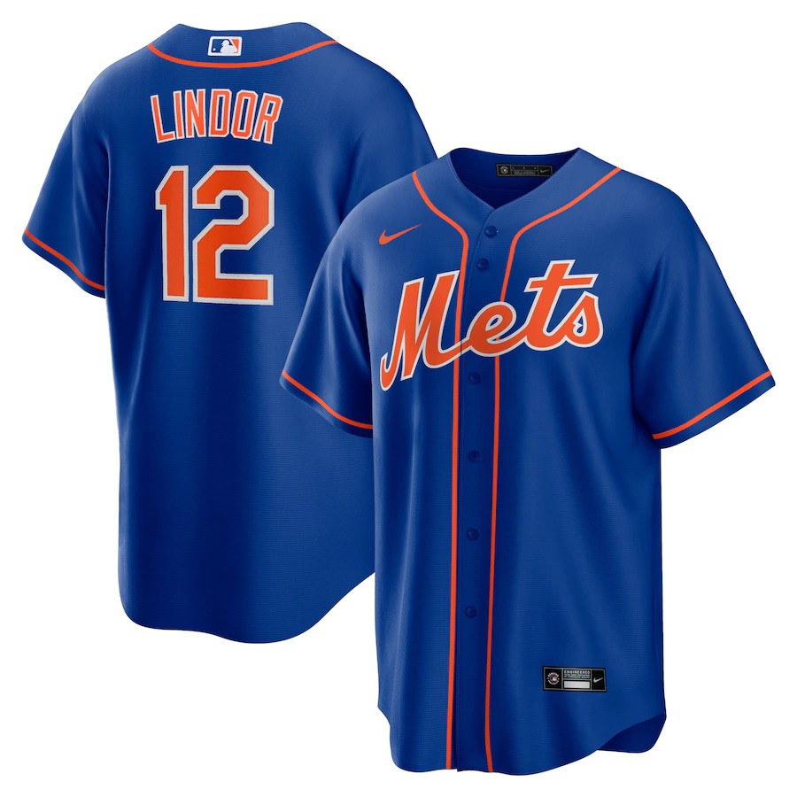 New York Mets Francisco Lindor Royal Alternate Player Jersey Gifts For Baseball Players