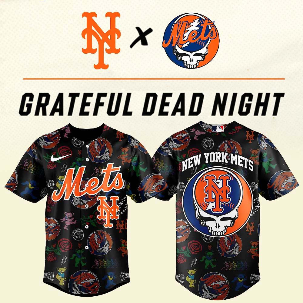 New York Mets Grateful Dead Night Limited Edition Baseball Jersey Unique Gifts For Baseball Fans