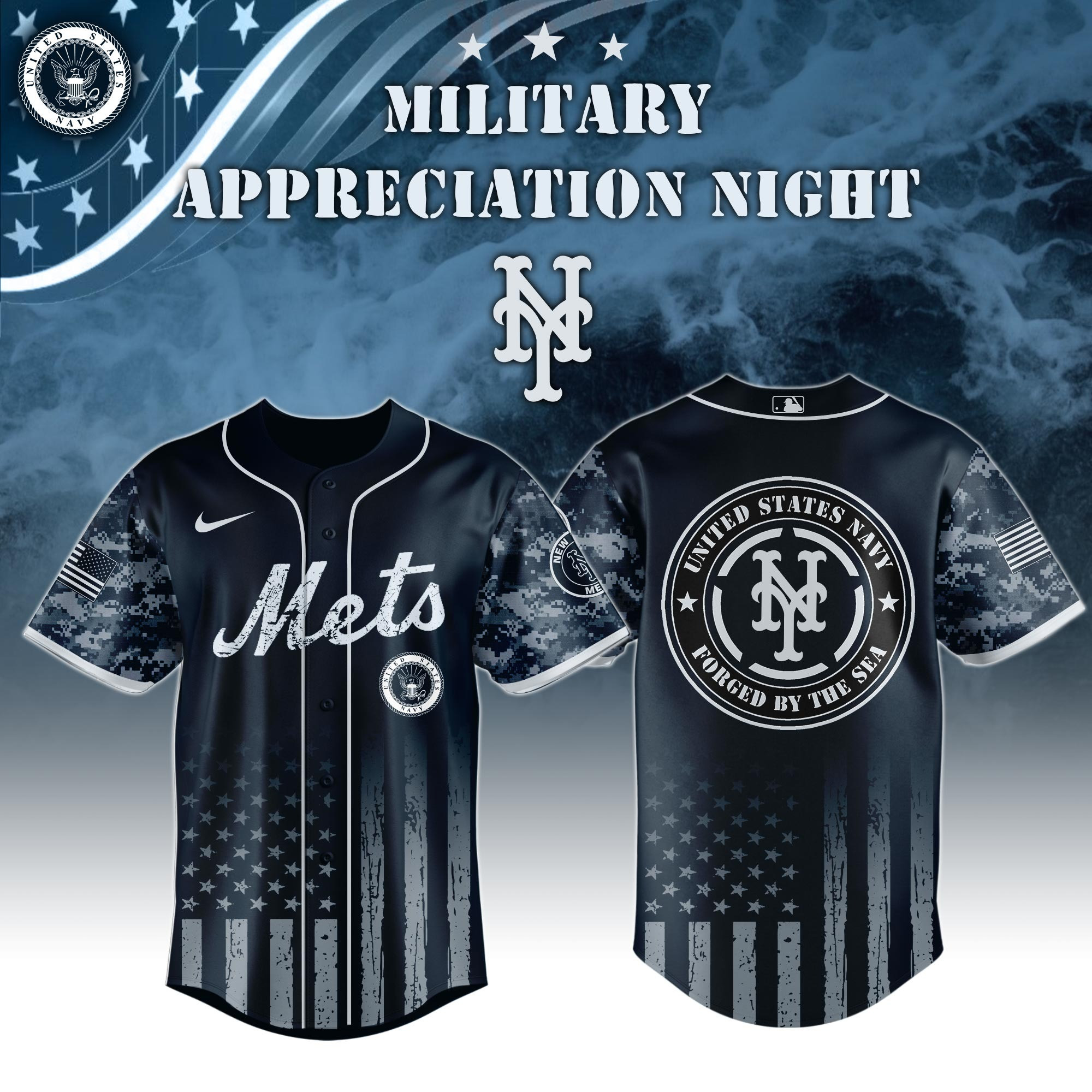 New York Mets MLB x Navy Military Appreciation Night Jersey Cool Baseball Gifts